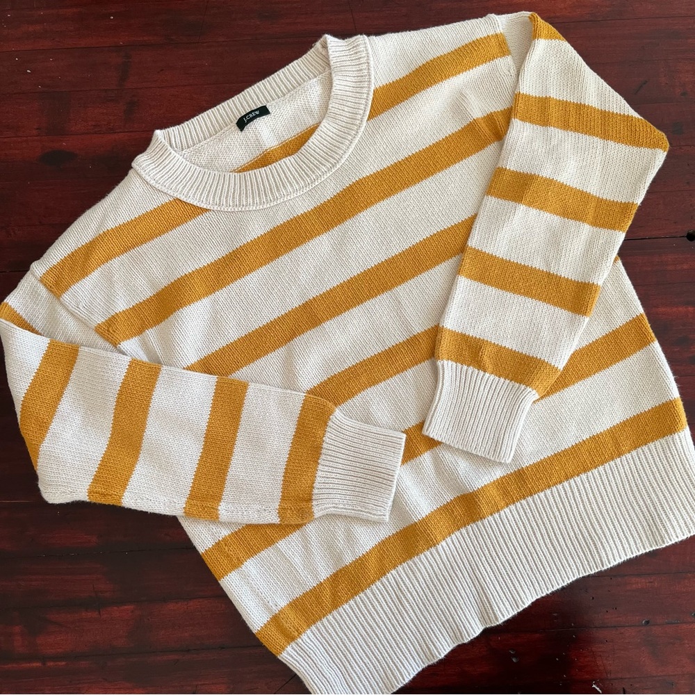 J Crew Cotton Gold and Cream Sweater